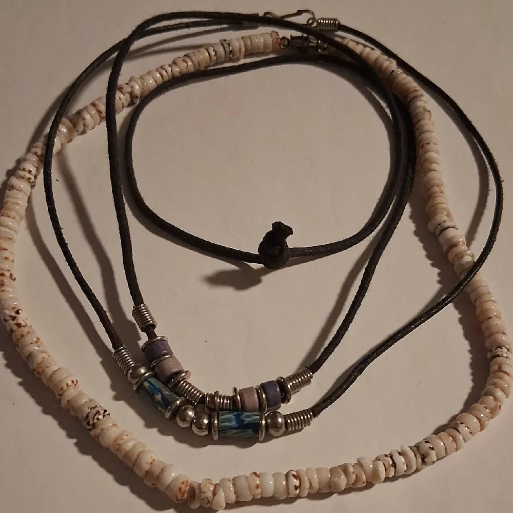 Artisan Multi-Strand Beaded Necklace - Cream and Purple
